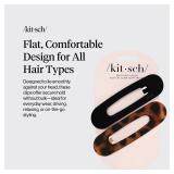 Kitsch Flat Hair Clips for Women - Strong Hold, No Slip Grip Flat Claw Clips For Secure and Comfortable Look | Durable Recycled Plastic Hair Accessories | Ideal Gifts for Women - Black & Tortoise, 2pc