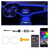 Interior Car LED Strip Lights with Wireless APP & Remote Control, RGB 2 in 1 Car Ambient Lighting Kit with 158 Inches Fiber Optic, Inside Neon Dash Strip with Music Mode - Retail: $20