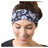 RiptGear Stretch Sport Headband for Women (Purple Paisley) â Made of Non-Slip Sweat Wicking Fabric â Great for Yoga, Running or The Gym â Soft Headband That Fits Most Head Sizes â 