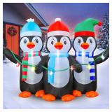 FunFanso 6 FT Christmas Inflatable Penguin Decoration, Blow up 3 Cute Penguins, Blowsup Decor, Built-in Bright LED Lights, Festival Decorations for Christmas Party Outdoor Yard Patio Garden Lawn DÃ©
