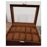 NO GLASS PLATE ON TOP ProCase Watch Box, 10 Slot Watches Display Case with Drawer, Mens Watch Case with Glass Lid, 2-Layer Mens Jewelry Organizer Storage Holder, Birthday Valentine Gifts for Men -10 S