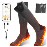 Netraty Heated Socks for Women Men, 8000mAh Rechargeable Battery Foot Warmer Hiking Socks Up to 10 Hours, APP Controlled Electric Heated Socks with 4 Heating Levels for Camping Skiing - Retail: $35