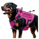 Heavy-Duty Tactical Dog Harness for Large Dogs, No Pull Adjustable Reflective Pet Vest with Molle System, K9 Military-Grade Control for Service Training, Outdoor & 10+ Breeds, Pink, X-Large - Retail: 