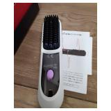 Go Brush Pro Hair Straightener â Cordless Comb with Base Negative Ion, 6000mAh Fast Heating & Portable Travel Design, Rechargeable Brush for Straightening and Curling (White-1Pcs) - Retail: $40