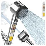 Cobbe Ion Drops Filtered Shower Head with Handheld, High Pressure 4+1 Spray Mode Showerhead with Filters, Built-in Power Wash for Hard Water - Remove Chlorine - Reduces Dry Itchy Skin, Chrome - Retail