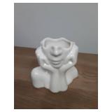 Wadiy Ceramic Face Vase, White Flower Vases for Decor Female Form Head Half Body Vase Boho Unique Decorative Modern Style for Home Living Room Office Book Shelf (Medium) - Retail: $14