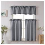 Chyhomenyc Dark Grey Curtains - 30 Inch Length, Faux Linen Textured Small Window Curtains, Light Filtering for Bathroom, 30x30 Inch, 2PCS - Retail: $10