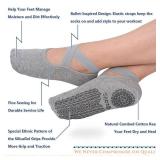 Ozaiic Pilates Socks for Women Non Slip Grip, Yoga Socks with Grippers for Barre, Hospital, Ballet, Dance, Barefoot Workout (2 Pairs- Black/Gray, one_size) - Retail: $22