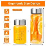 Glass Juice Bottles 4 Pack 16 oz - Wide Mouth Glass Water Bottles with Lids - for Juicing, Smoothies, Milk, Protein, BPA Free, Reusable, Stainless Steel Lids, Leak Proof, Shaker bottle (500 ml) - Reta