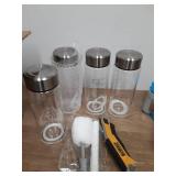 Glass Juice Bottles 4 Pack 16 oz - Wide Mouth Glass Water Bottles with Lids - for Juicing, Smoothies, Milk, Protein, BPA Free, Reusable, Stainless Steel Lids, Leak Proof, Shaker bottle (500 ml) - Reta