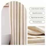 SEE PHOTO FOR DESIGN PHOTO FOR REFERENCE Awellife Linen Shower Curtain Beige Boho Farmhouse Shower Curtains for Bathroom Fabric Cream Cloth Liner 72 x 72 Inch - Retail: $0