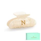 LILIE&WHITE Acrylic Letter Hair Clips For Women Stylish N Monogram Hair Claw Alphabet Hair Clip Fashion Glitter Claw Clip Elegant And Durable Hair Accessory Large Hair Clips N - Retail: $10