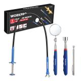 WORKPRO 4PC Telescoping Magnetic Pick Up Tool Kit, Includes Telescoping Inspection Mirror, 2PC Magnetic Pick Up Tool And Four Claw Grabber Tool, Pick Up Grab Tool Set For Auto Repair - Retail: $20