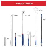 WORKPRO 4PC Telescoping Magnetic Pick Up Tool Kit, Includes Telescoping Inspection Mirror, 2PC Magnetic Pick Up Tool And Four Claw Grabber Tool, Pick Up Grab Tool Set For Auto Repair - Retail: $20