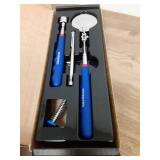 WORKPRO 4PC Telescoping Magnetic Pick Up Tool Kit, Includes Telescoping Inspection Mirror, 2PC Magnetic Pick Up Tool And Four Claw Grabber Tool, Pick Up Grab Tool Set For Auto Repair - Retail: $20
