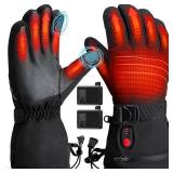 Heated Gloves for Men Women, 5000mAh Rechargeable Battery Heated Motorcycle Ski Gloves Waterproof for Winter Outdoor Cycling Hiking Camping - Retail: $33