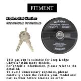 Xurkcinp Locking Gas Cap Fit for Jeep Dodge Chrysler Cherokee Challenger Charger Liberty Grand Cherokee Journey Ram 1500 2500 3500 Wrangler TJ LJ JK JKU JL JT Lock Fuel Tank Cap 05278655AB 5278655AB -