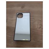 LUVI Compatible with iPhone 14 Mirror Rectangle Case for Women Makeup Cute Luxury Glossy Glass Mirror Back Design with Silicone Bumper Slim Thin Case Fashion Protective Shockproof Cover Silver - Retai