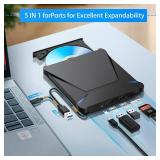 Haiway 5 in 1 External Blu-ray Burner Drive, USB 3.0 & Type-C DVD/CD/Blu ray Burner Writer with SD/TF Card Reader, Supports 100GB Discs R/W for Windows, Linux, macOS (PC/Laptop/Desktop) - Retail: $99