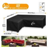 Kipiea Patio L-Shaped Sectional Sofa Cover, 420D Heavy-Duty Oxford Fabric Outdoor Sectional Cover with 6 Windproof Buckles, Anti UV and No Tears, No Fading (Left Facing, 58\" x 85\" L x 33.5\" D x 31\