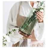 Funsoba 10â Green Glass Vase with Gold Mouth for Centerpieces Home Wedding Decoration - Retail: $24