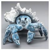 CRAB BROKEN OFF OF SHELL VVGIFTS Beach Coastal Decor Blue Hermit Crab with Shell Figurines Decor Home Office Desk Sculpture Statue for Tabletop Shelf Bathroom Decoration Ornament Gift (Blue) - Retail: