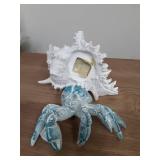 CRAB BROKEN OFF OF SHELL VVGIFTS Beach Coastal Decor Blue Hermit Crab with Shell Figurines Decor Home Office Desk Sculpture Statue for Tabletop Shelf Bathroom Decoration Ornament Gift (Blue) - Retail: