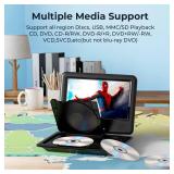 Appears Pre Owned DBPOWER 11.5\" Portable DVD Player, 5-Hour Built-in Rechargeable Battery, 9\" Swivel Screen, Support CD/DVD/SD Card/USB, Remote Control, 1.8 Meter Car Charger, Power Adaptor and Car 