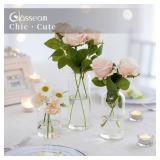 Glasseam Clear Small Flower Vases - Bulk Set of 11, Handmade Modern Decorative Bud Vases for Flowers, Wedding Centerpiece, Dining Table Decoration - Retail: $36