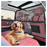 ROUWINNE Dog Barrier for SUV, 50\" Dog Car Barrier Behind Front Seat, Escape-Proof Back Seat Divider & Cargo Area Gate, Durable Dog Net for Car, Safety Mesh Pet Restraint - Retail: $70