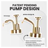 Molimoli Syrup Dispenser for Coffee Bars, Glass Syrup Bottle w. Pump, 16.9 oz 500 ml, Set of 2, Gold Upgraded Dispenser - Retail: $27