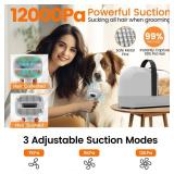 PRE OWNED ubrobo Dog Grooming Vacuum, Dog Grooming Kit with Pet Clippers, 12,000Pa Pet Hair Grooming Vacuum for Dogs, Vacuum Brush for Shedding Grooming, Low Noise Home Cleaning Tool in 1, PG10 Black 