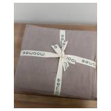 MooMee Bedding Duvet Cover Set 100% Washed Cotton Linen Like Textured Breathable Durable Soft Comfy (Heathered Mauve Brown, King 104\"x90\") - Retail: $80