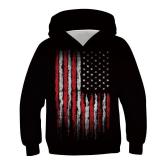 Goodstoworld Boys Girls Flag Sweatshirts Black Unisex 8-10 Year Old Sweatshirts with Pockets Kids Cool Graphic Striped Stars Hoodies Size XL - Retail: $15