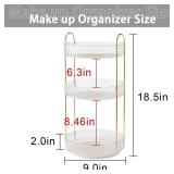 shuang qing Rotating Makeup Organizer for Vanity, Large Capacity Skincare Perfume Storage, Bathroom Counter Organizer, 360 Spinning Cosmetic Dresser Countertop Organizers (Clear, 3 Tier) - Retail: $21
