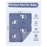 TILLYOU Toddler Flannel Blanket - Warm Cozy Baby Blanket for Boys and Girls, Smooth Cute Lightweight Blanket for Bedding Crib Stroller, 40 50 inches, Navy Deer