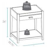 Retails for $122! Casual Home Notre Dame Nightstand with USB Ports-Espresso, 18.75 in x 24 in x 26 in (D x W x H)