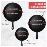 Cast Iron Skillet 3-Piece Set - Heavy-Duty Professional Restaurant Chef Quality Pre-Seasoned Pan Cookware Set - 10", 8", 6" Pans - For Frying, Saute, Cooking, Pizza & More,Black