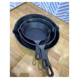 Cast Iron Skillet 3-Piece Set - Heavy-Duty Professional Restaurant Chef Quality Pre-Seasoned Pan Cookware Set - 10", 8", 6" Pans - For Frying, Saute, Cooking, Pizza & More,Black