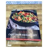 Cast Iron Skillet 3-Piece Set - Heavy-Duty Professional Restaurant Chef Quality Pre-Seasoned Pan Cookware Set - 10", 8", 6" Pans - For Frying, Saute, Cooking, Pizza & More,Black