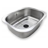 Stainless Steel Dishpan 9.9L/ Large Washing-up Bowl 9.9L, Multipurpose Kitchen Sink Bowl, Dish Tub, Vegetable Washing Basin (15.35L x 11.8W x 4.72H inches) / Rubber Cap Type