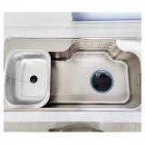 Stainless Steel Dishpan 9.9L/ Large Washing-up Bowl 9.9L, Multipurpose Kitchen Sink Bowl, Dish Tub, Vegetable Washing Basin (15.35L x 11.8W x 4.72H inches) / Rubber Cap Type