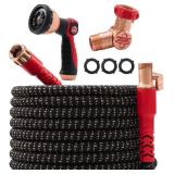 Pocket Hose 100 FT Copper Head Expandable Garden Hose with Pocket Pivot, No Tangles, AS SEEN ON TV, 360  Swivel, Tri-Tex Tubing, Force Field Jacket, Lead-Free, No-Kink, Anti-Burst w/APT