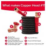 Pocket Hose 100 FT Copper Head Expandable Garden Hose with Pocket Pivot, No Tangles, AS SEEN ON TV, 360  Swivel, Tri-Tex Tubing, Force Field Jacket, Lead-Free, No-Kink, Anti-Burst w/APT