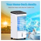Windowless Air Conditioners, 4 In 1 Portable Swamp Cooler with 2 Water Tanks, Room Air Conditioner with 4 Ice Packs, Remote, 12H Timer, 3 Speeds 4 Modes, Ventless Cooler for Indoor Home Office