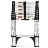 Soctone Telescoping Ladder, 10.5 FT Button Retraction Aluminum Extension Ladder with 2 Triangle Stabilizers, Multi-Purpose Ladder with Slow Down Design, 330lbs Max Capacity for House Daily Life