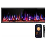 Retails for $300! R.W.FLAME 50" Recessed and Wall Mounted Smart Electric Fireplace, Alexa/WiFi Enabled, APP Control with Multiple Sound Modes, Adjustable Flame Colors and Speed, Available with Log & C