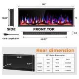 Retails for $300! R.W.FLAME 50" Recessed and Wall Mounted Smart Electric Fireplace, Alexa/WiFi Enabled, APP Control with Multiple Sound Modes, Adjustable Flame Colors and Speed, Available with Log & C