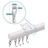 ChadMade Ceiling/Wall Mount Curtain Track Rod Set with Hooks, 6ft - 9ft Adjustable Length Window Rod Track Curtain Rail System For Living Room Bedroom, Work with Grommet and Pinch Pleated Curtain