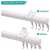 ChadMade Ceiling/Wall Mount Curtain Track Rod Set with Hooks, 6ft - 9ft Adjustable Length Window Rod Track Curtain Rail System For Living Room Bedroom, Work with Grommet and Pinch Pleated Curtain